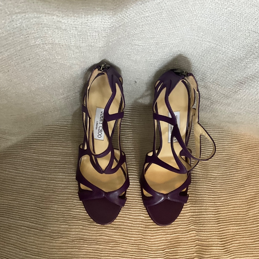 Jimmy Choo Purple Strappy 4” Heels - Picture 4 of 6
